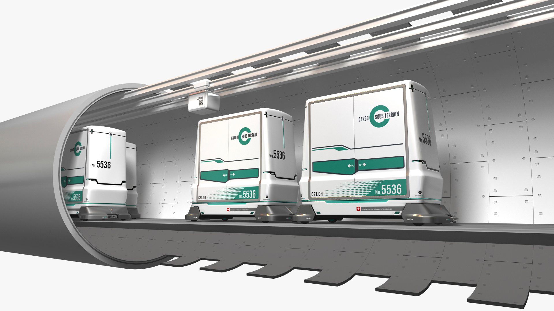 Véhicule de Cargo sous terrain chargé de colis
